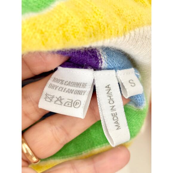 Madeleine Thompson Rainbow Striped Cashmere Pullover Sweater Women's Size Small - Picture 4 of 4